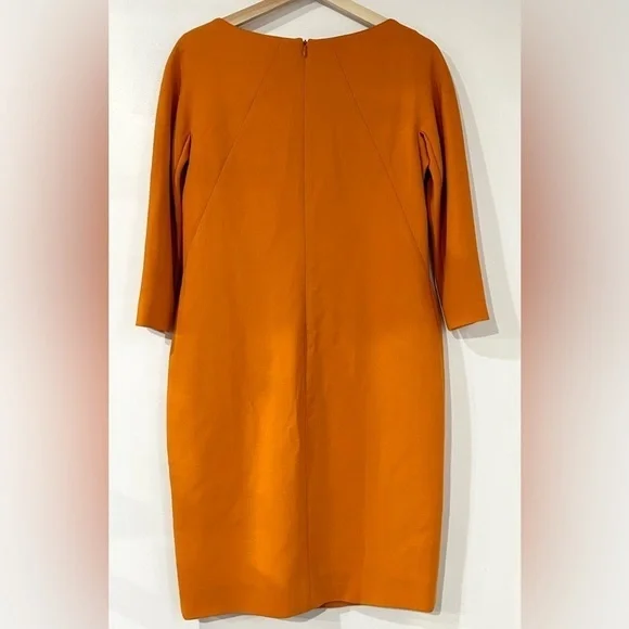 NWT MaxMara Wool Long Sleeve Shift Dress Rustic Orange‎ 8